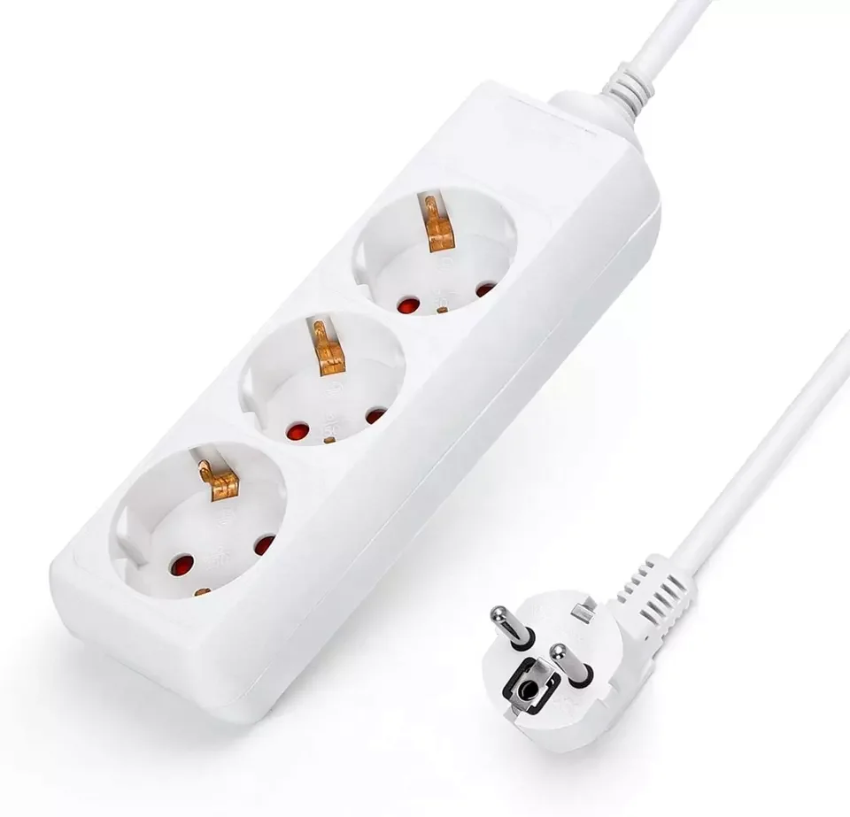 Factory Supplied Safe and Muti A.C. 3 Way Schuko Power Strip Electrical Power Socket with 1.4m Cable with Switch