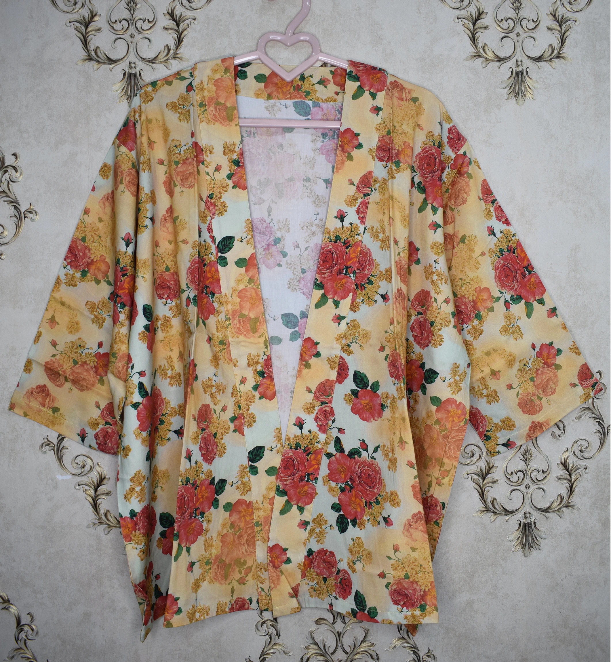 Floral Prints Robe Kimono Short Kimono Shower And Bathrobe Kimono Sexy Exotic Nightwear Made With Pure Cotton Modal Made By ZR