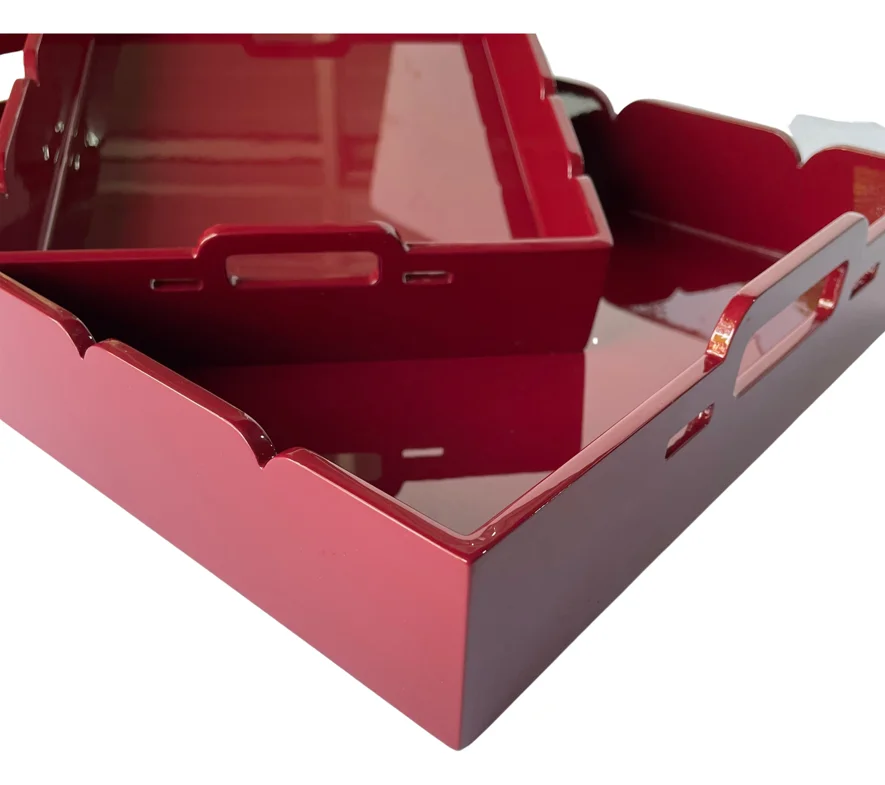 Serving Tray Bamboo Trays Tea Coffee Table Ottoman Tray Set with Handles Wood for Food Breakfast Party Laser Box Logo Style FUJ