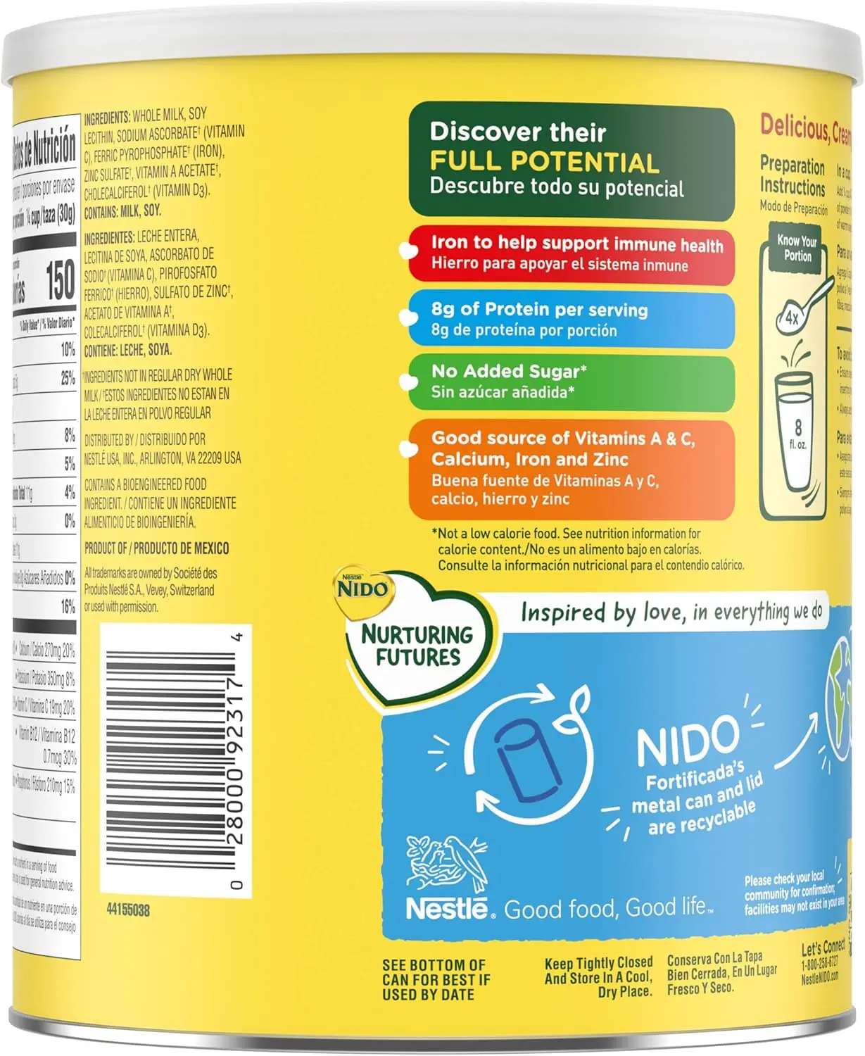 Nestle Nido Fortificada Dry Milk 12.6 Oz. Canister / for Sale Kinder 1 Plus Toddler Powdered Beverage oz