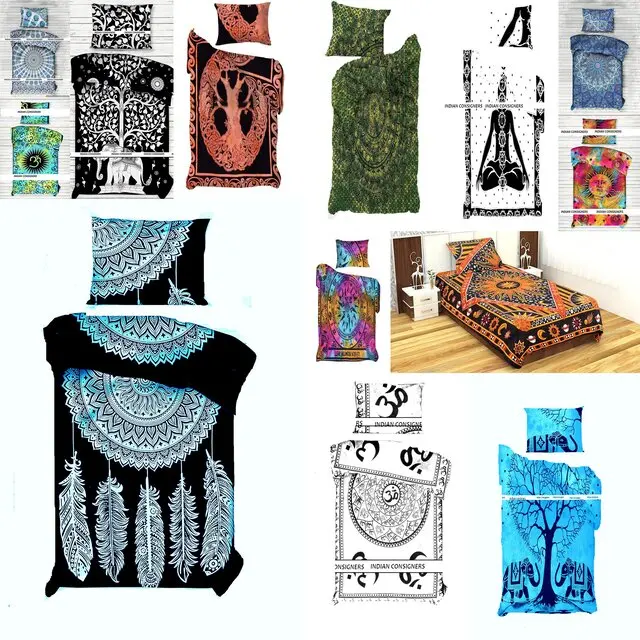 Bedding Cotton Comforter Reversible Twin Size Religious om Chakra Quilt Cover Twin Size Wonderful