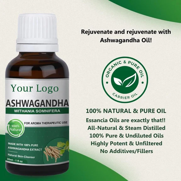 Высококачественное масло Ashwagandha оптовая продажа частная торговая марка паровой дистиллированный натуральный экстракт растительное эфирное