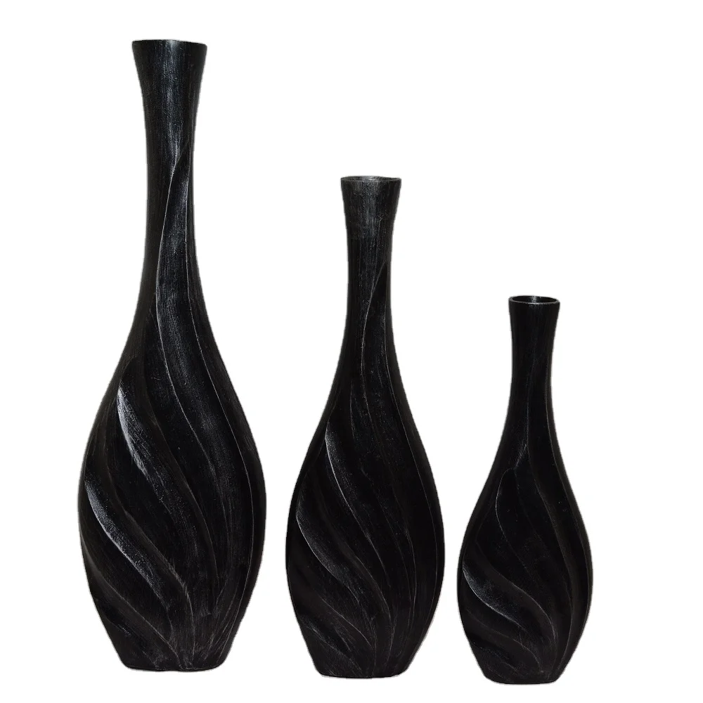Уникальный дизайн антикварные декоративные цветочные вазы из литого алюминия черного цвета с порошковым покрытием и текстурой подкладки