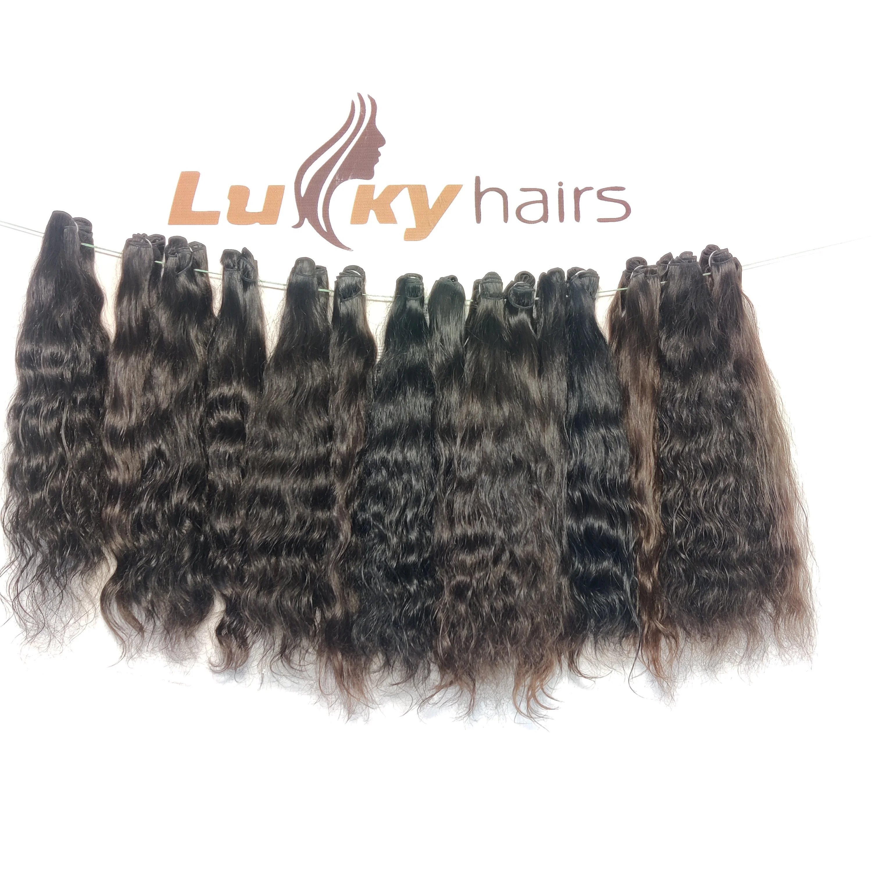 Wholesale cheap price Indian human Hair Extensions Wavy Weave Bundles One donor Raw Virgin Unprocessed Human Hair