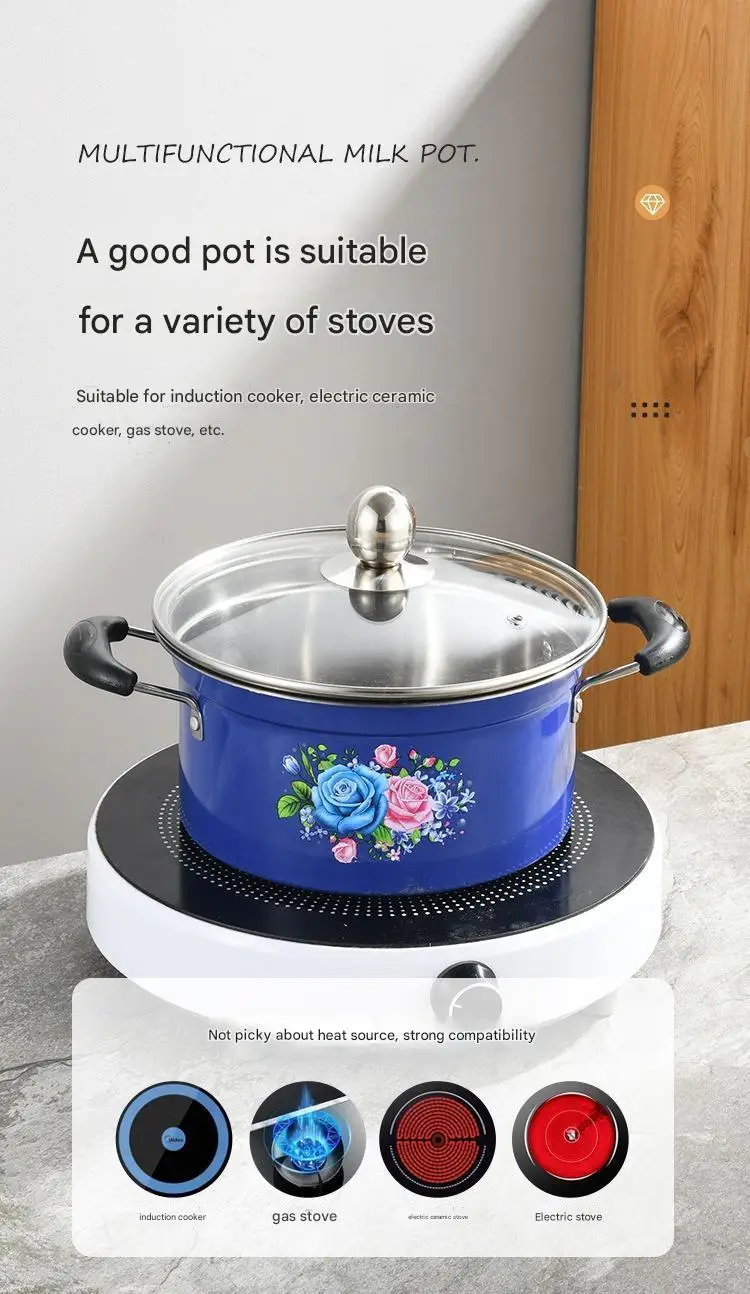 DS29 Factory Direct 3 Pcs Stainless Steel Soup Pot Non Stick Blue Cooking Pot Set With Lid