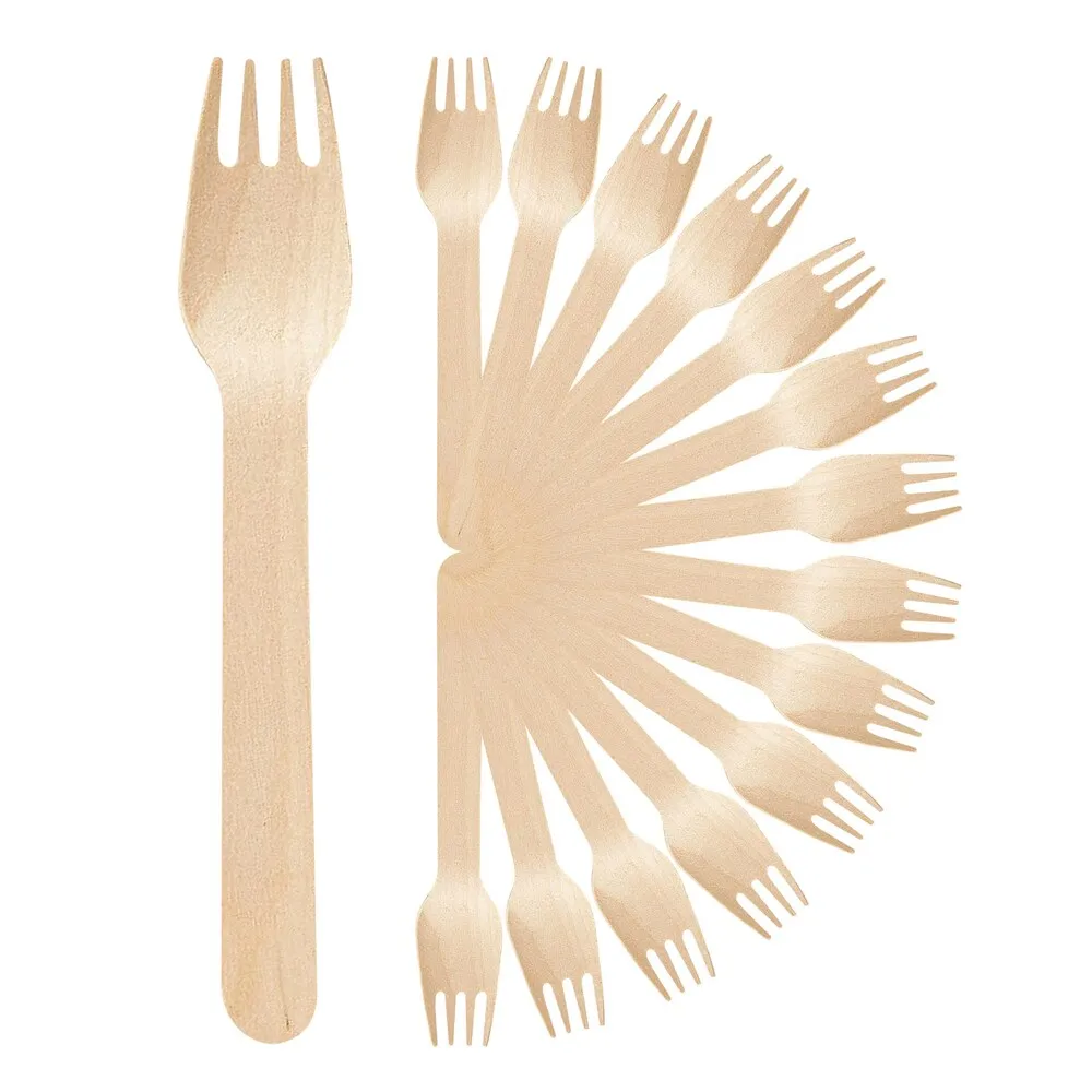 Biodegradable wooden Disposable Birch Wood Cutlery Wooden Spoon Fork Biodegradable