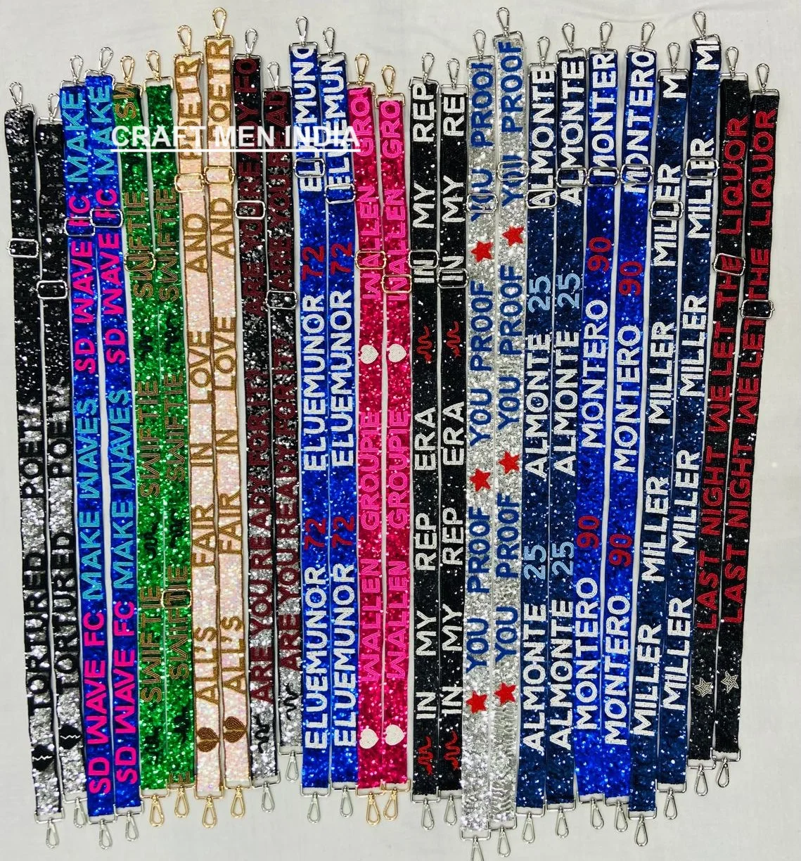 Hot Selling Beaded Strap with embellishments Fully heavy hand beaded strap for mobile phone and clutch purse cross body straps