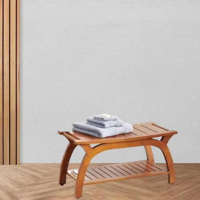 HOT SALE Bamboo Bath Chair Stool with Storage Shelf Durable Bath Spa Organizer Bench From Indonesia