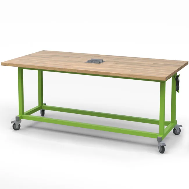 Wholesale Rubber Wood Maker Table Mobile Butcher Block Rubber Wood Work Bench Table