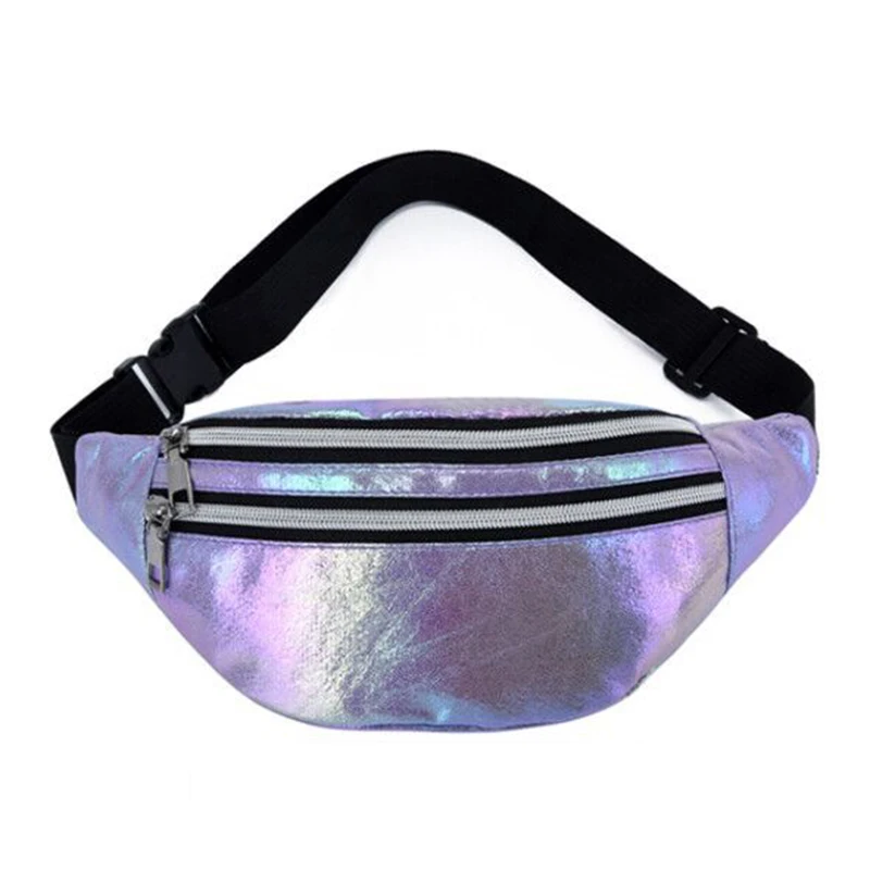 Holographic Fanny Pack Waist Packs Shiny Waist Bum Bag Travel Party Festival Running
