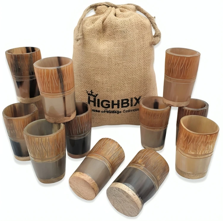 Высокое качество оптовая продажа резное стекло ручной работы из натурального рога для пивной воды домашнего ресторана отеля вдохновленного Индии