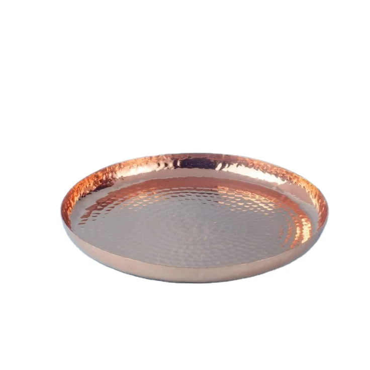 Latest Style Metal Copper Hammered Charger Plate Custom Size Polished Kitchen Dining Table Multipurpose Feature Made India Home