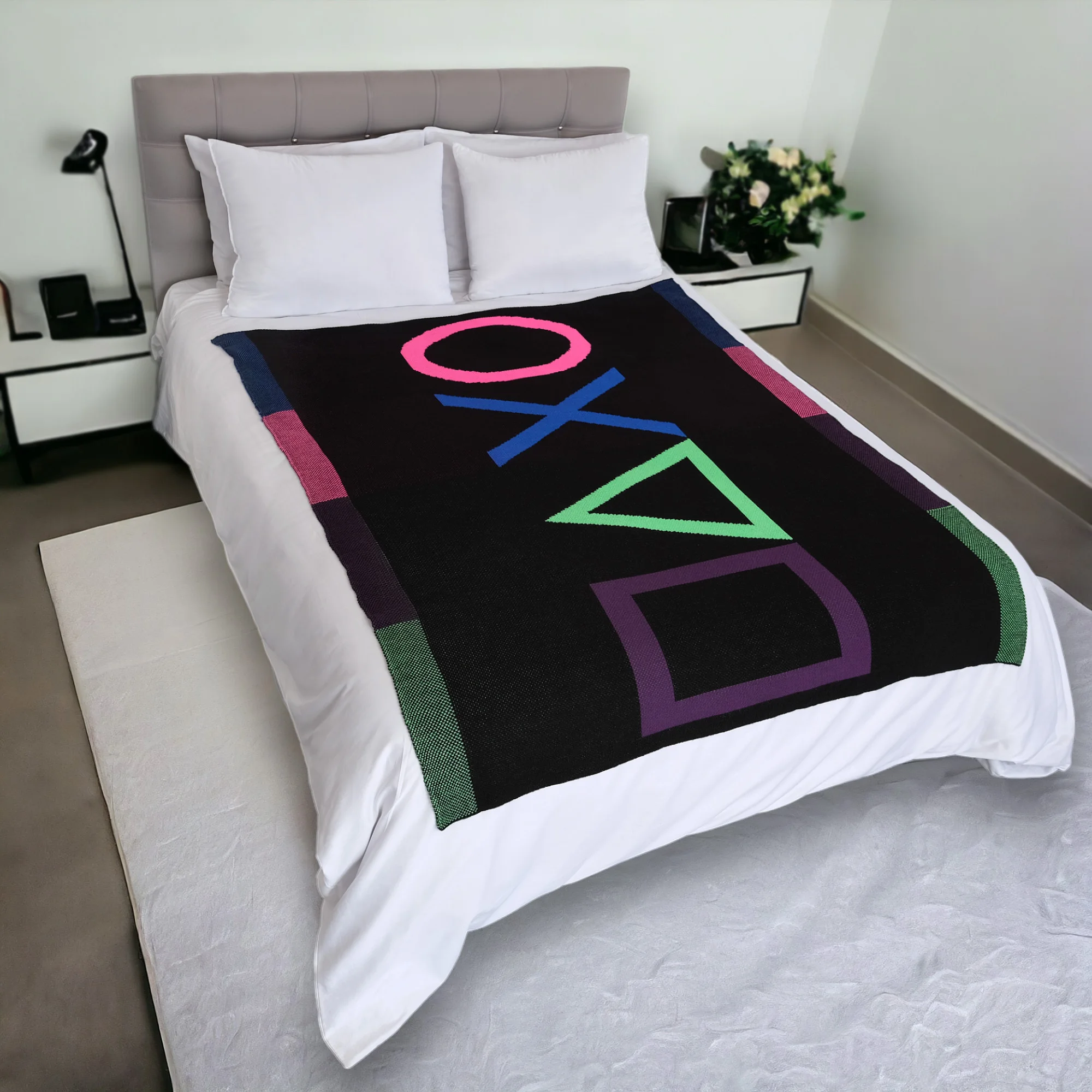 Dalisa: неоновый геймер в игре вязаное одеяло с мягкой акриловой пряжей-Oeko-Tex сертифицировано