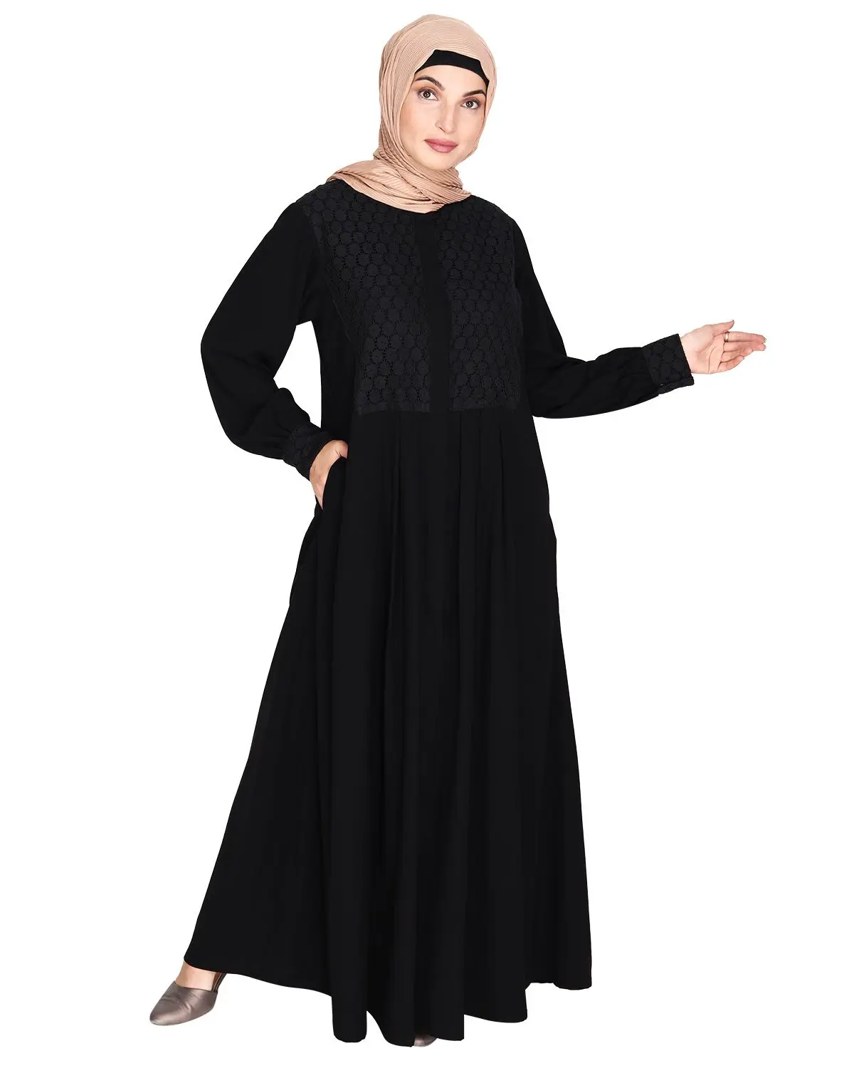 Customize Design and Color Best Fabric Dresses Subtle Black Lace Dress Abaya Burka For Women