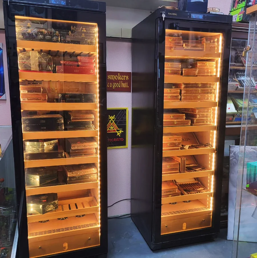 RACHING Factory Direct Competitive Electronic Compressor Cigar Cabinet Humidor C380A with Cedar Wood Shelves