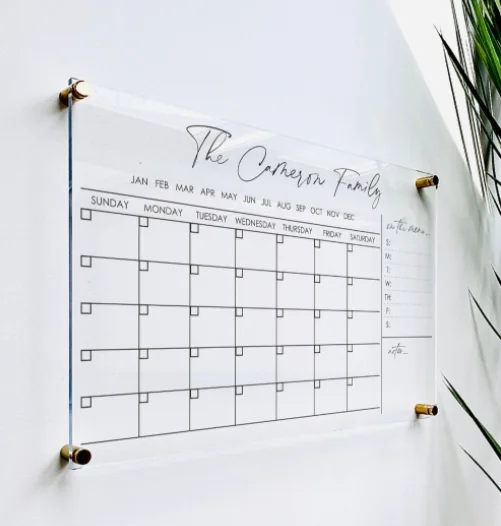 Manufacturer Custom Office Planner Erasable Acrylic Weekly Wall Mounted Calendar