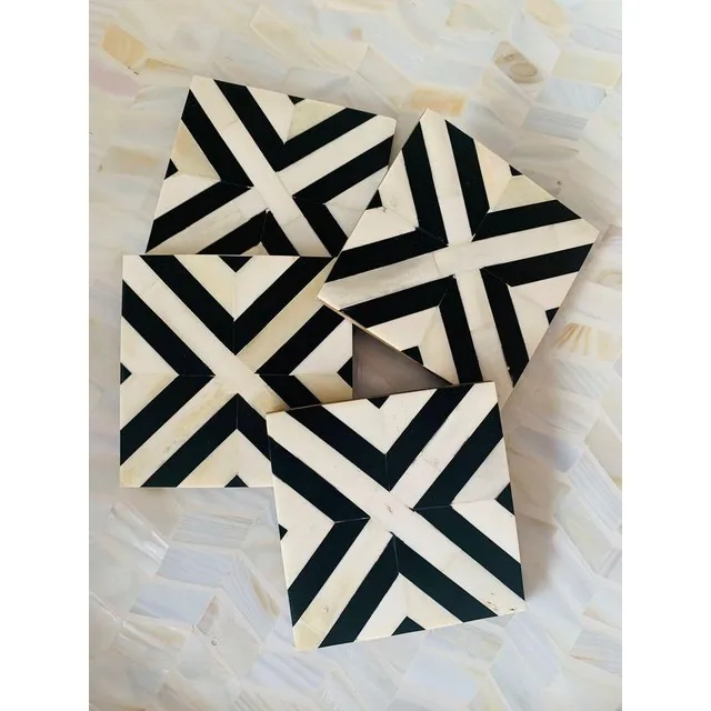 New Design Bone Inlay Tea Coasters  Indian Floral Geo Pattern Square Barware Drinkware Decorative Tree Coaster At Address Craft