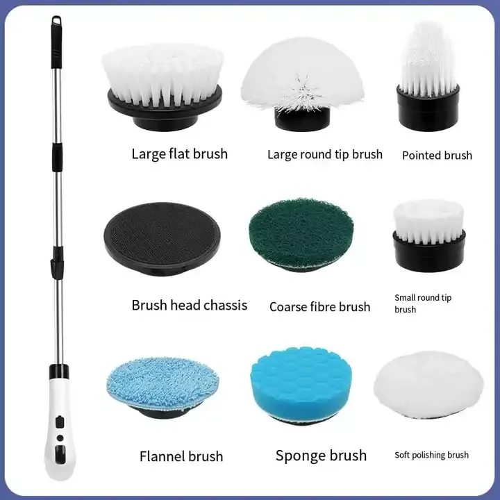 9 in 1 adjustable detachable long handle spin cordless electric cleaning brushes for sofa toilet kitchen car floor house