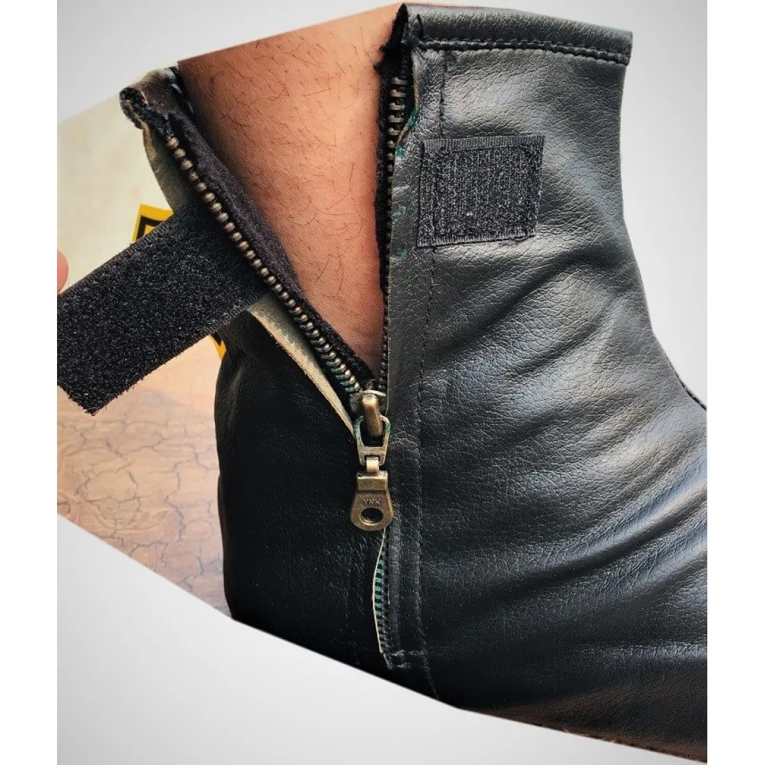 New design Black leather Khuffs footwear winter socks for muslim. namaz. wudu