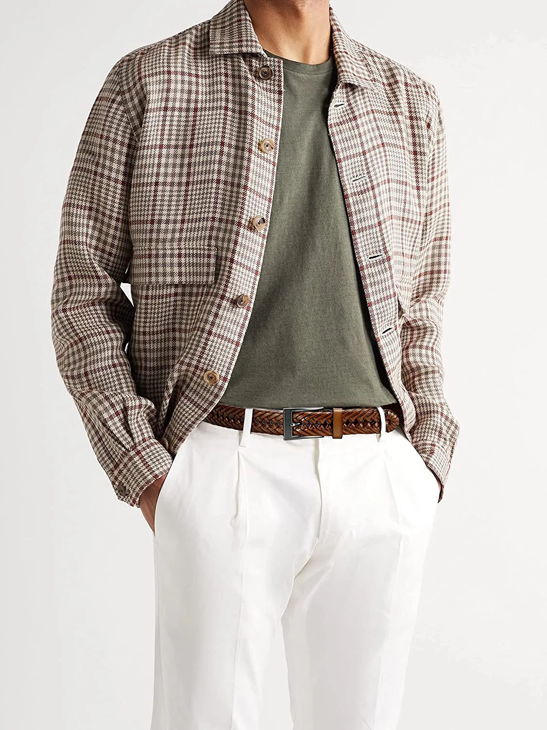 Mens  Classic Design Genuine Leather Braided Style Belt for Casual Fashion Jeans Belts