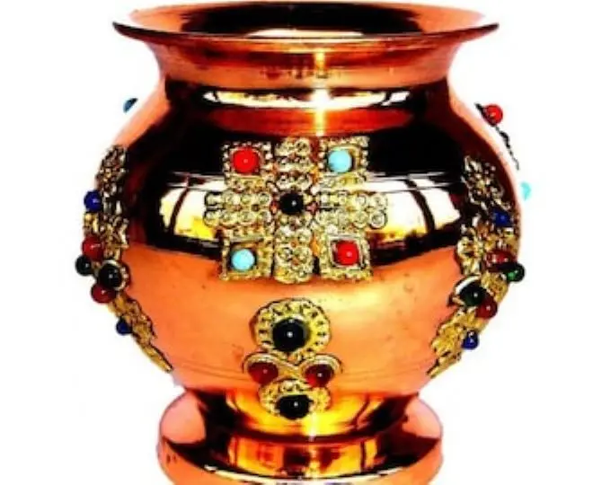 Kalash Puja Article Water Pot Thal Samagri Pattern Look Amazing Attractive Design  Worship Festive Pot Puja Article Handmade