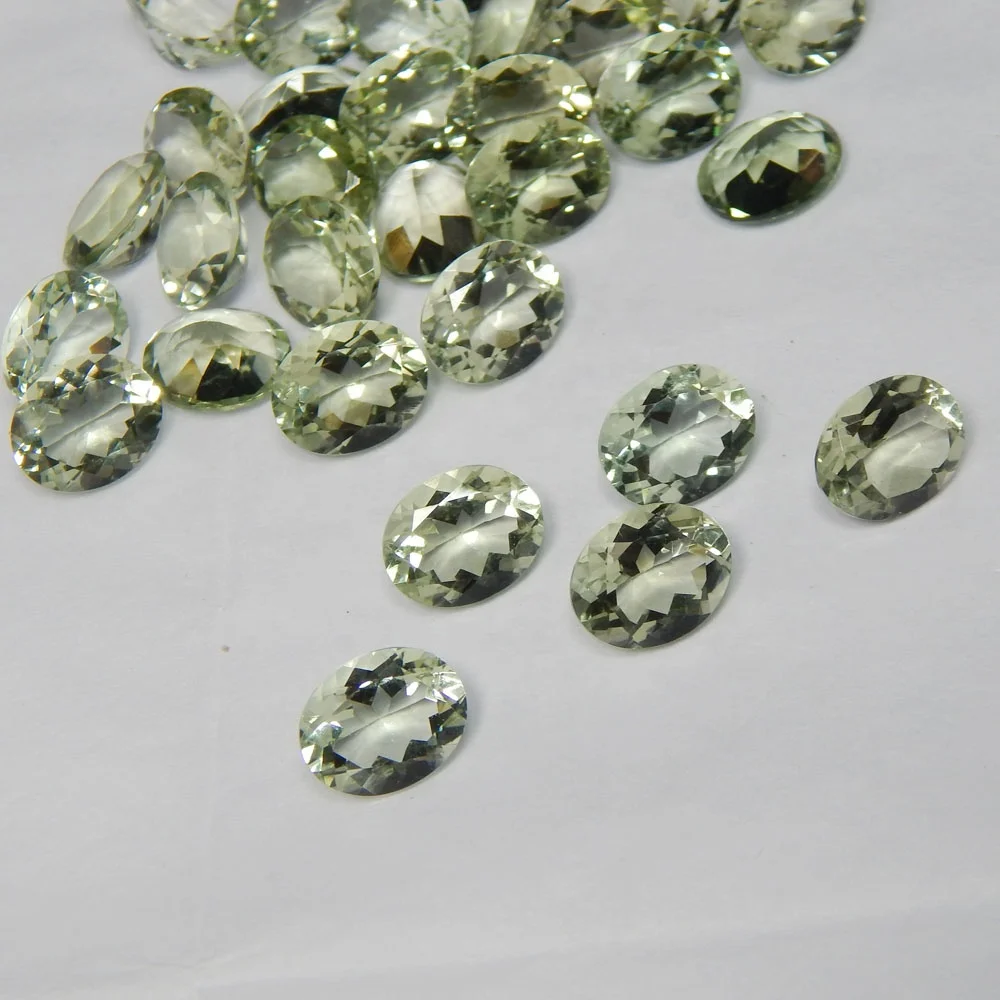 High Quality Certified Natural Green Amethyst 8x10mm Oval Normal Cut Loose Gemstone for Jewelry Making