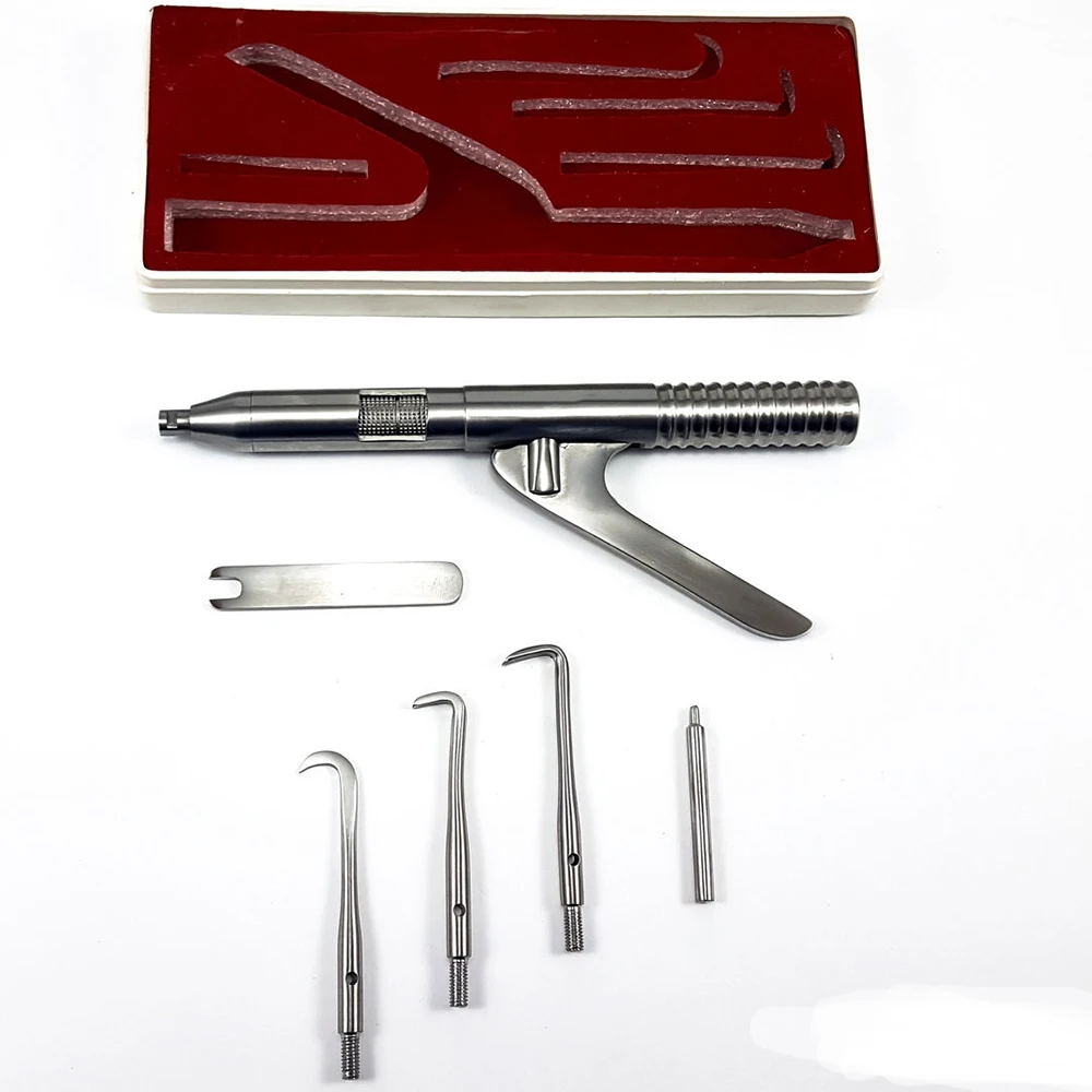 Automatic Single Handed Stainless Steel Dental Crown Remover Gun Kit 5 Inserts Surgical Instruments Basis Crown Bridges Removal