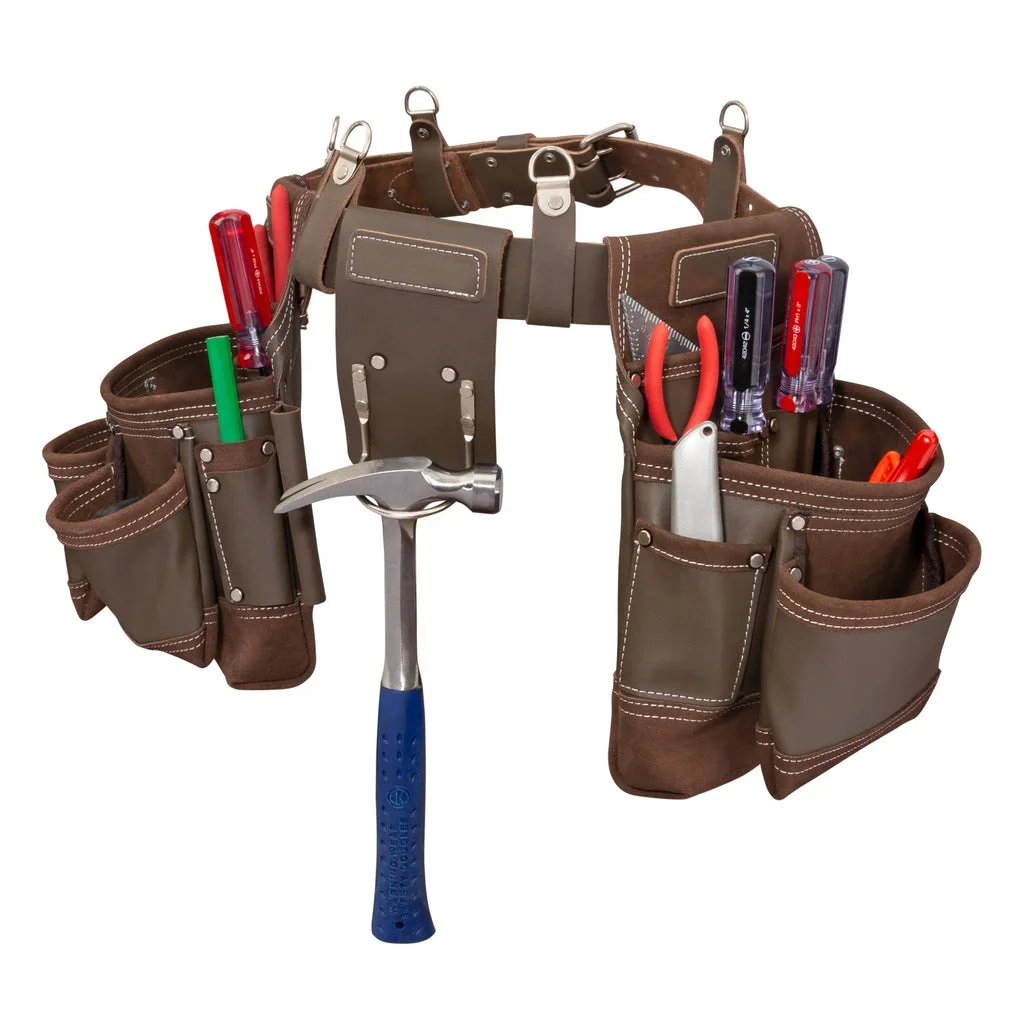 ORIGINAL Full Grain Cow Leather Heavy-duty Tool Belt System with Hammer Holder