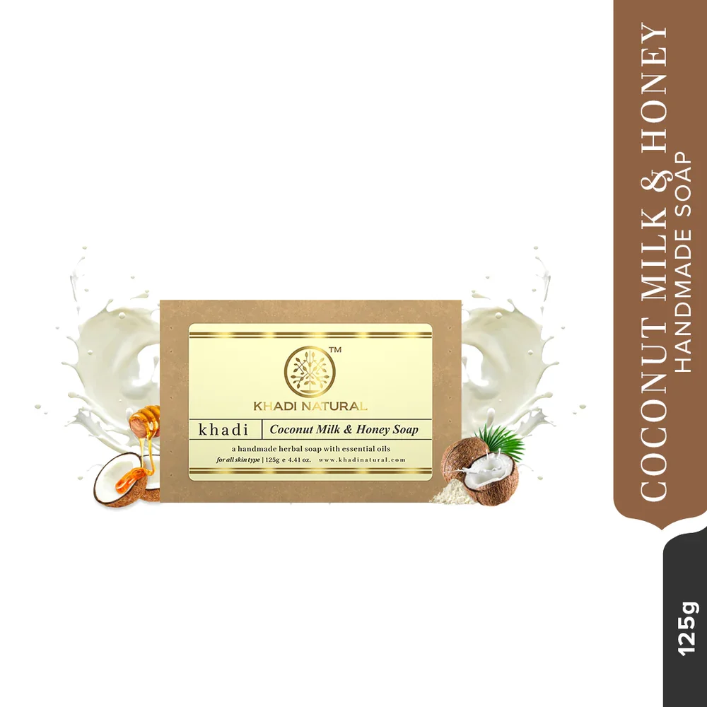 KHADI NATURAL Coconut Milk And Honey Soaps, 125 G