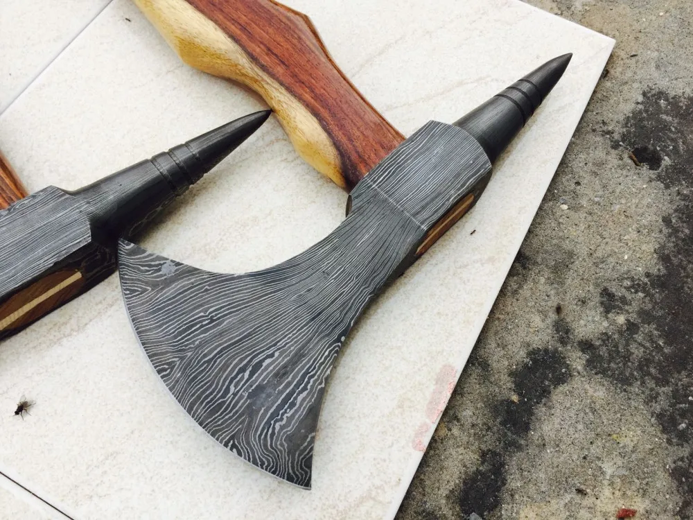 Handmade Damascus Steel Tomahawk / SK Axe with Rose wood Steel Axe  Hatchet Outdoor Camping Tool  Hand Forged With  Cover