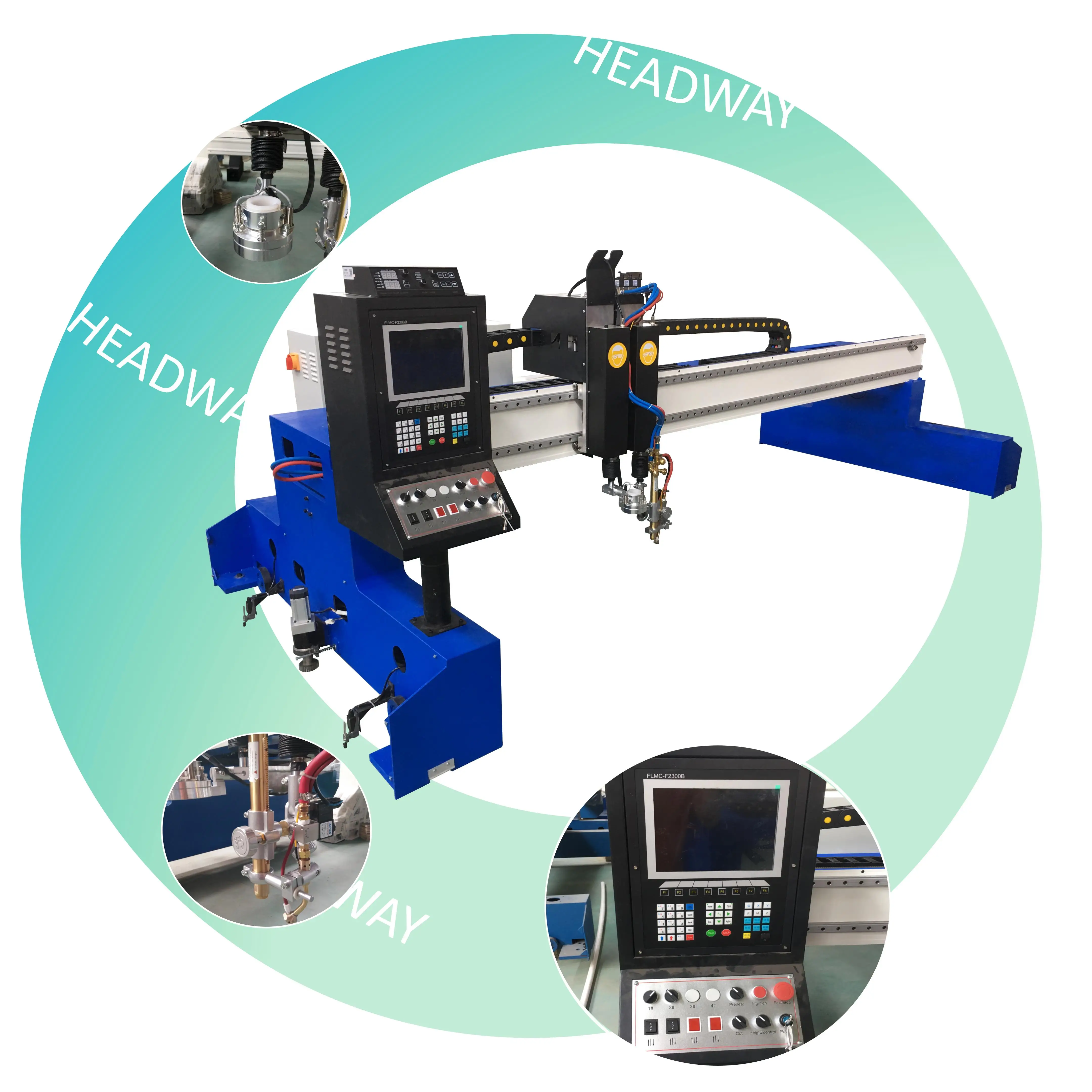 Gantry plasma cutting machine plasma and flame cutting servo 750W motor reducer 10 inch large screen control system