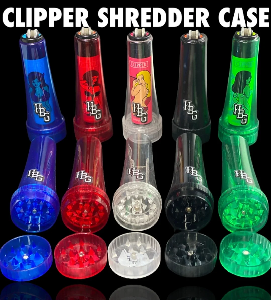 Clipper Sleeve Grinder | with Detachable Herb Crusher 30mm 2-Part | Polycarbonate Clipper Lighter Case