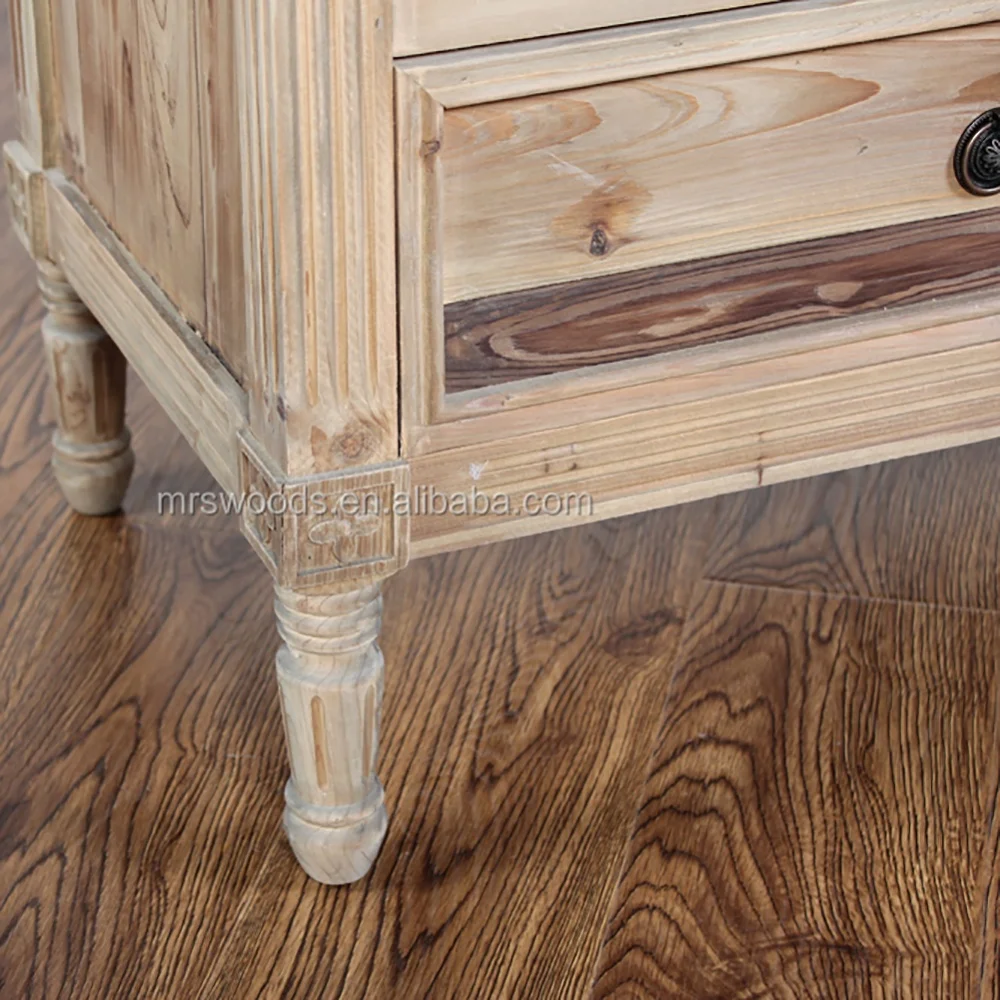 MRS WOODS Living Room Furniture Classic Large Rustic Reclaimed Wood Chest Of 6 Drawers Dresser Storage Cabinet