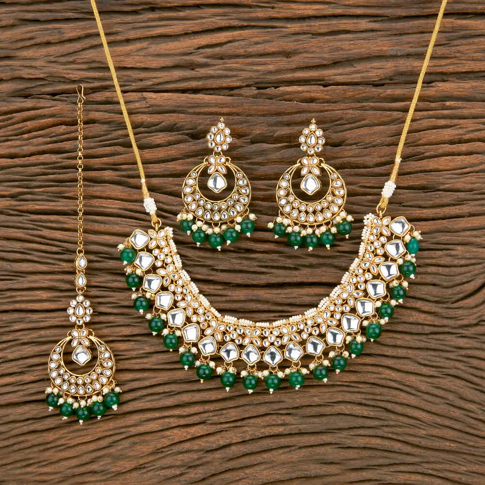 Wholesale High Quality Fashion Indo Western Classic Necklace Set With Gold Plating For Womens