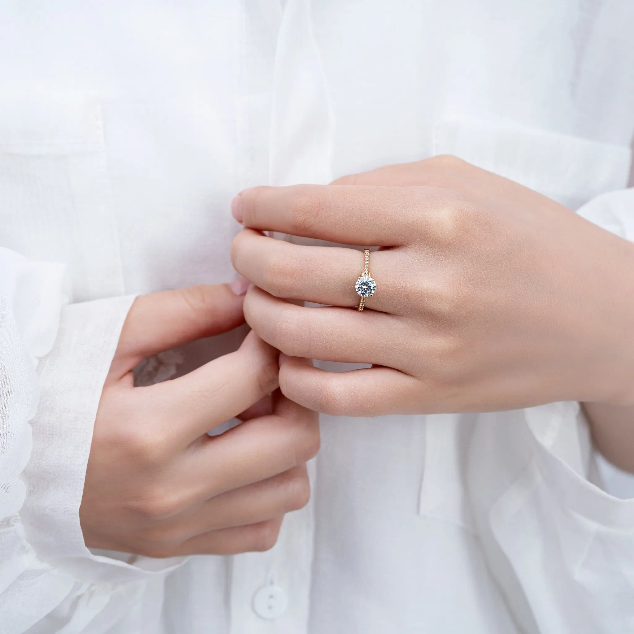 Hot selling high quality trendy design 14k gold engagement rings fine jewelry with cz gemstone Vietnam Manufacturer NDINO23