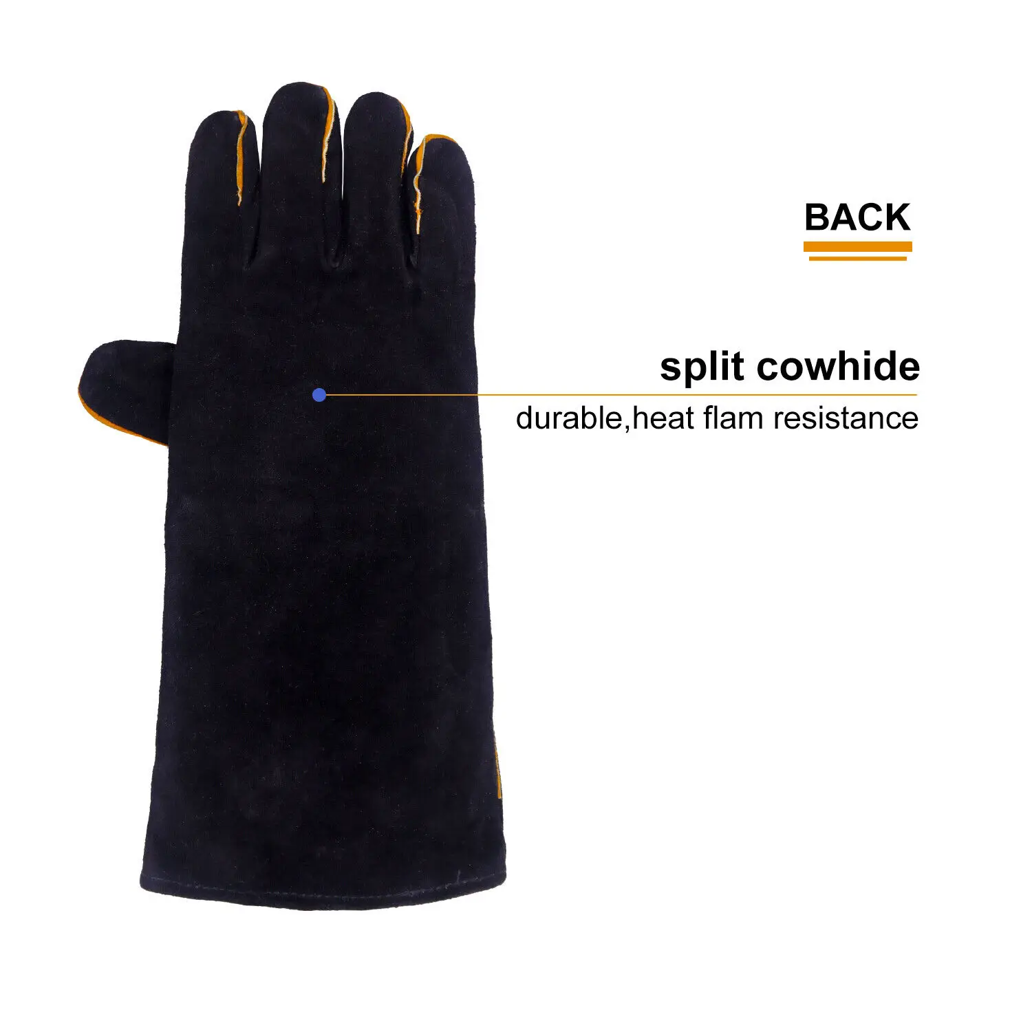Welding Gloves 16 Inch Heat Resistant Unibody Cow Split Leather BBQ Cooking