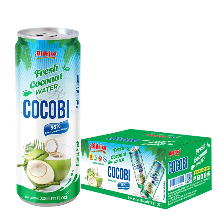 OEM Custom Sticker Fresh Coconut Water from Vietnam 325ml Can Fresh Natural Coconut Water From Vietnam Company