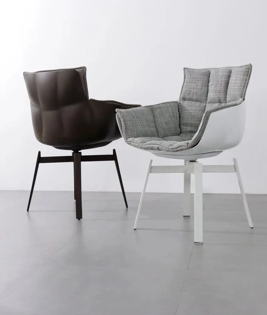 Minimalist Italian Dining Chair Light Luxury Family Modern Grey Orange Microfiber Leather Design Dining Chair