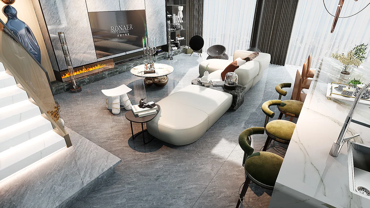 Non- Slip Rustic Tiles 1200 X 600mm Matt Cement Antique Spanish Porcelain Ceramic Floor Tile For Living Room