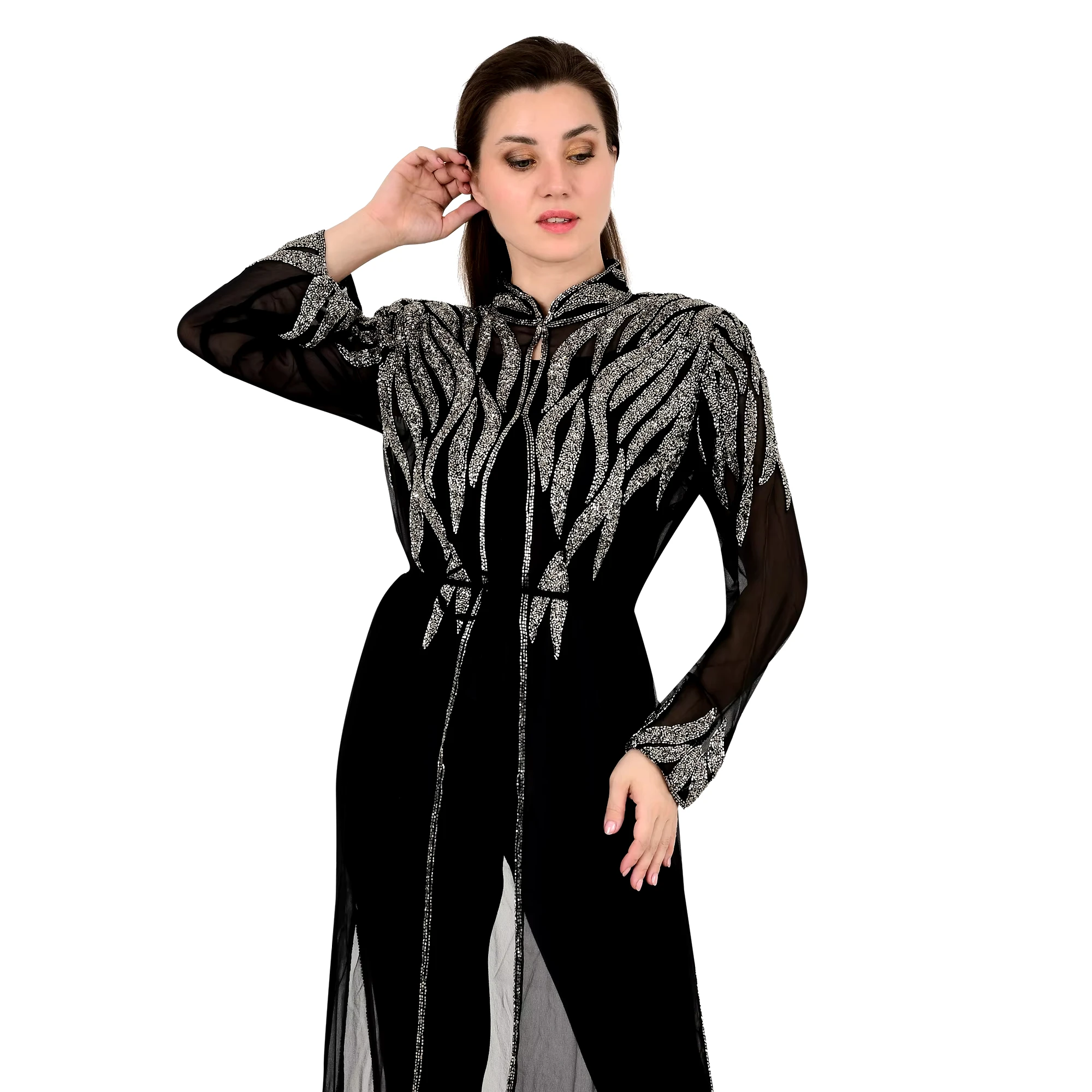 2025 High Quality Islamic Clothing Style Arrival Middle East Dubai Turkey Arabic Abaya Dress Caftan Front Open Stunning Abayas