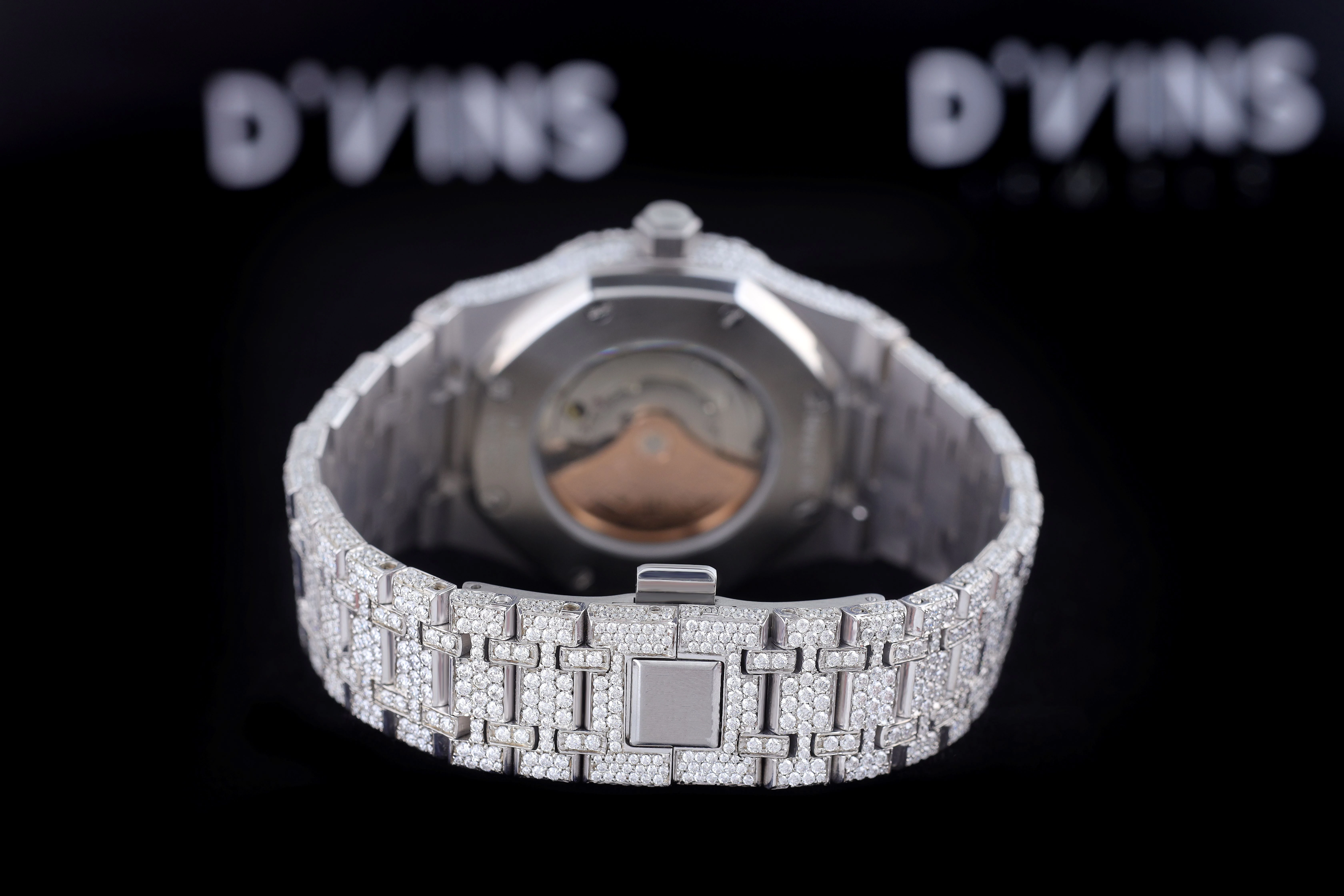 Iced Out Custom Moissanite Watch Mens Lab grown Swiss Made ETA Watch VVS Moissanite Diamond Watch