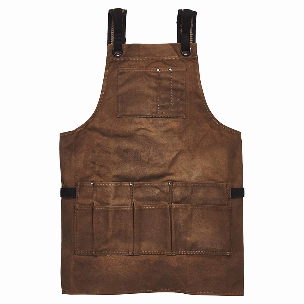 Cotton Denim Brown Apron Hairdressing Unisex Work Men Chef Barber Kitchen Apron Barber Salon Apron