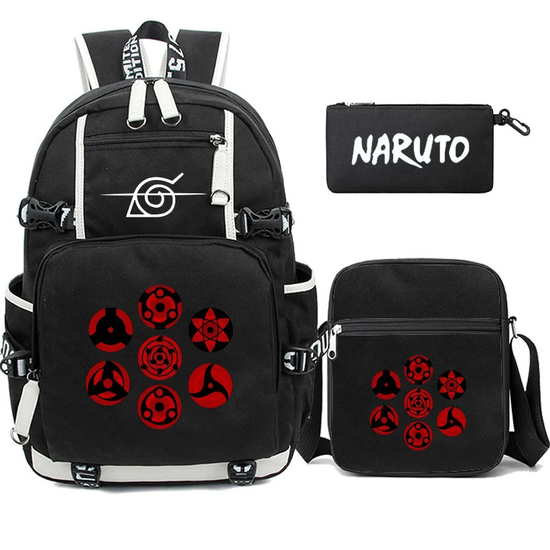 Anime Narutos Uzumaki 3pcs/set Backpack Teen Boy Girl Student Schoolbag Men Women Leisure Travel Bag Back to School