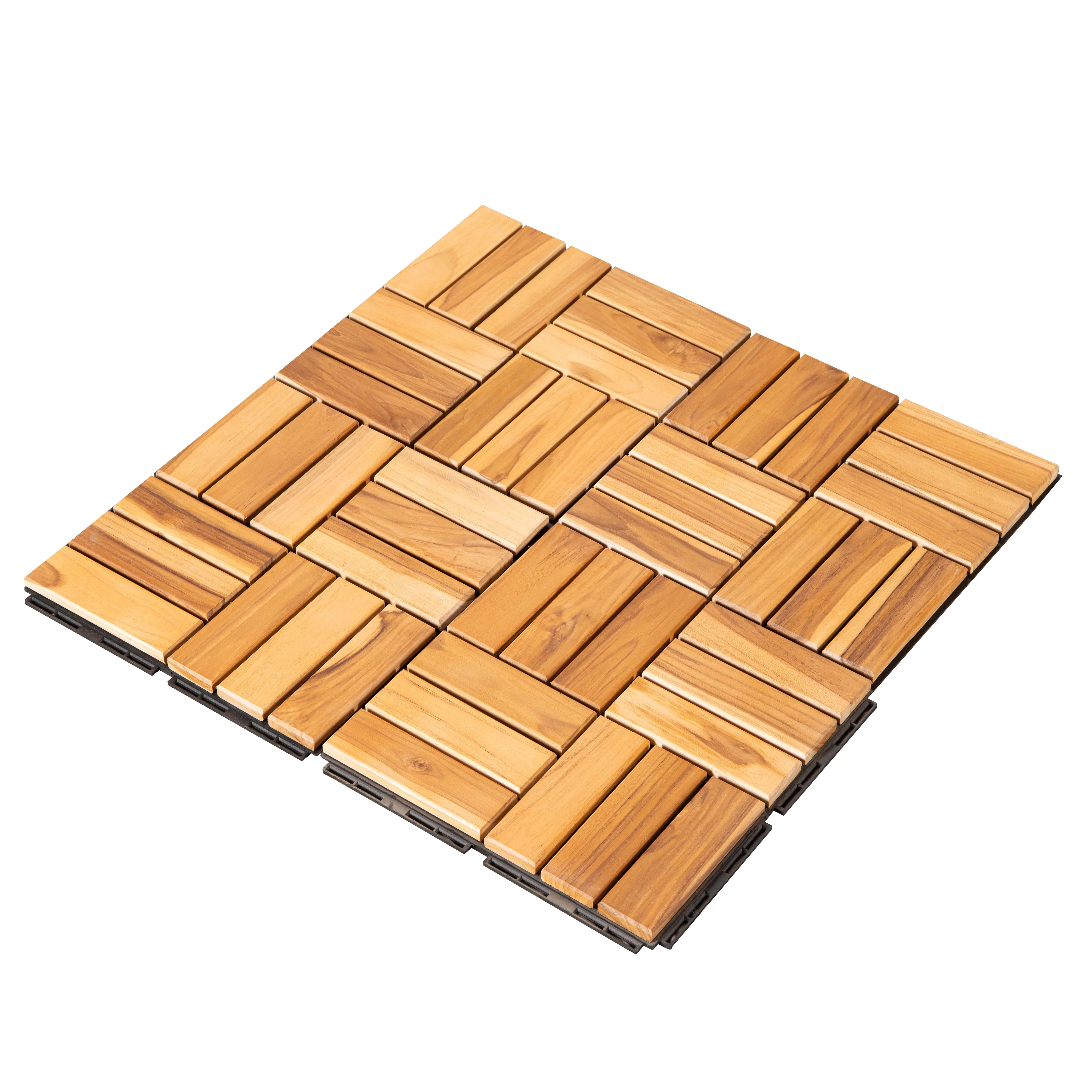 Vietnam Teak Interlocking Wood Deck Tiles for Balcony/Square Flooring Tiles DIY Installation KD Patio Garden