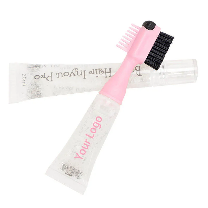 Factory outlet  10ML Whole Day Hold Waterproof 3 and 1 baby hair edge pro brush comb gel refillable hair gel edge brush