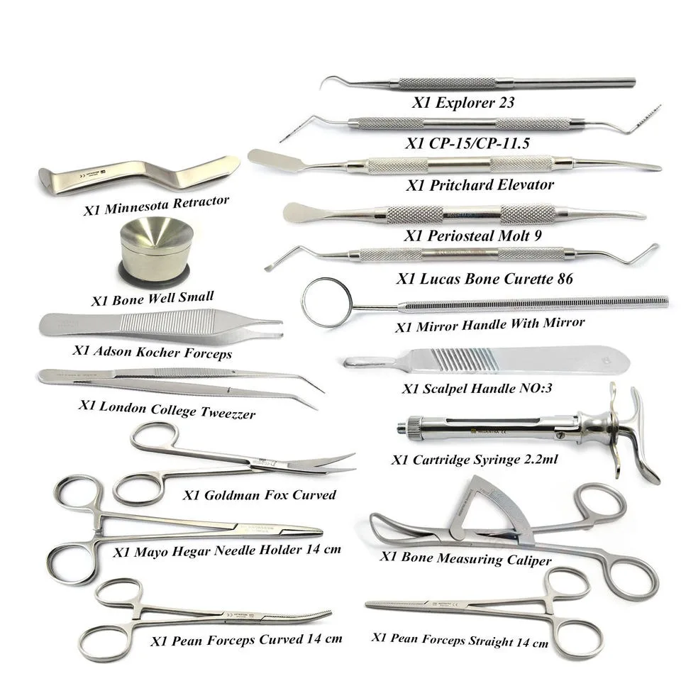 Высококачественный зубной имплантат набор для хирургии полости рта измерительный суппорт держатель иглы ножницы из нержавеющей стали