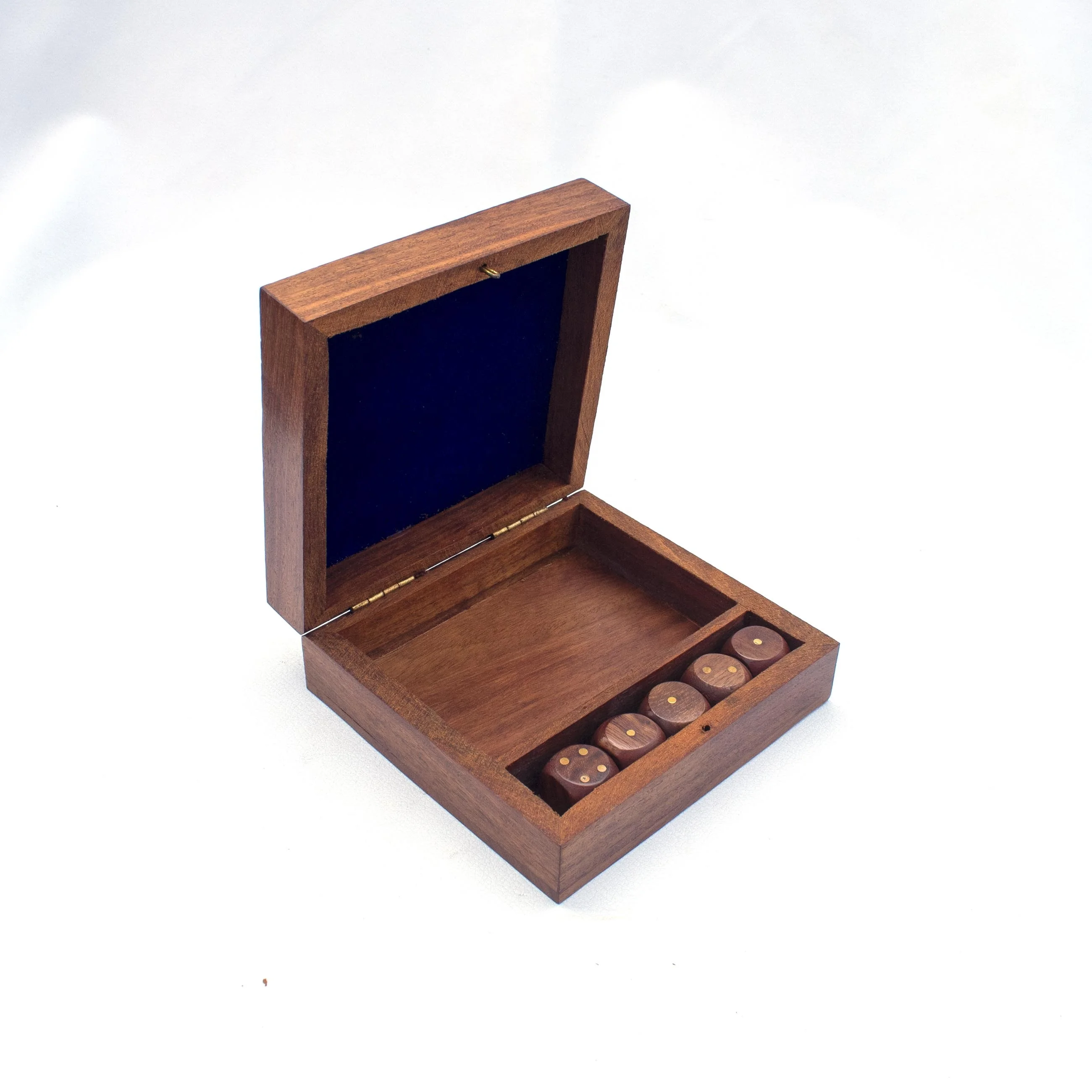 Wooden Glass Top Playing Cards with 6 Dice Storage Box