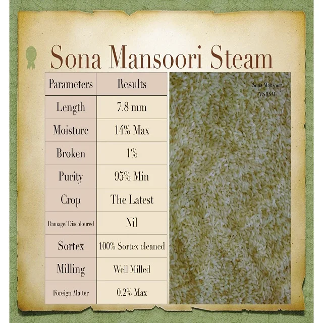 Supplier Sona Mansoori steam Rice from India
