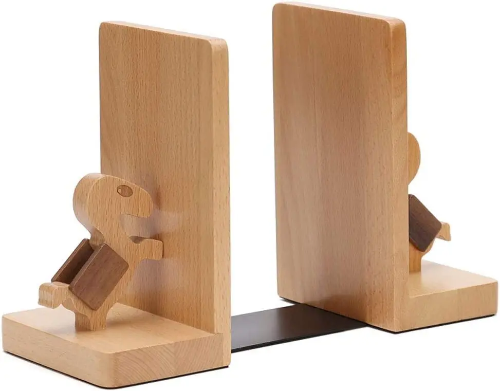 Creative Design Horse Bookend for Home and Office Accessories Holder Wooden Vertical Bookend