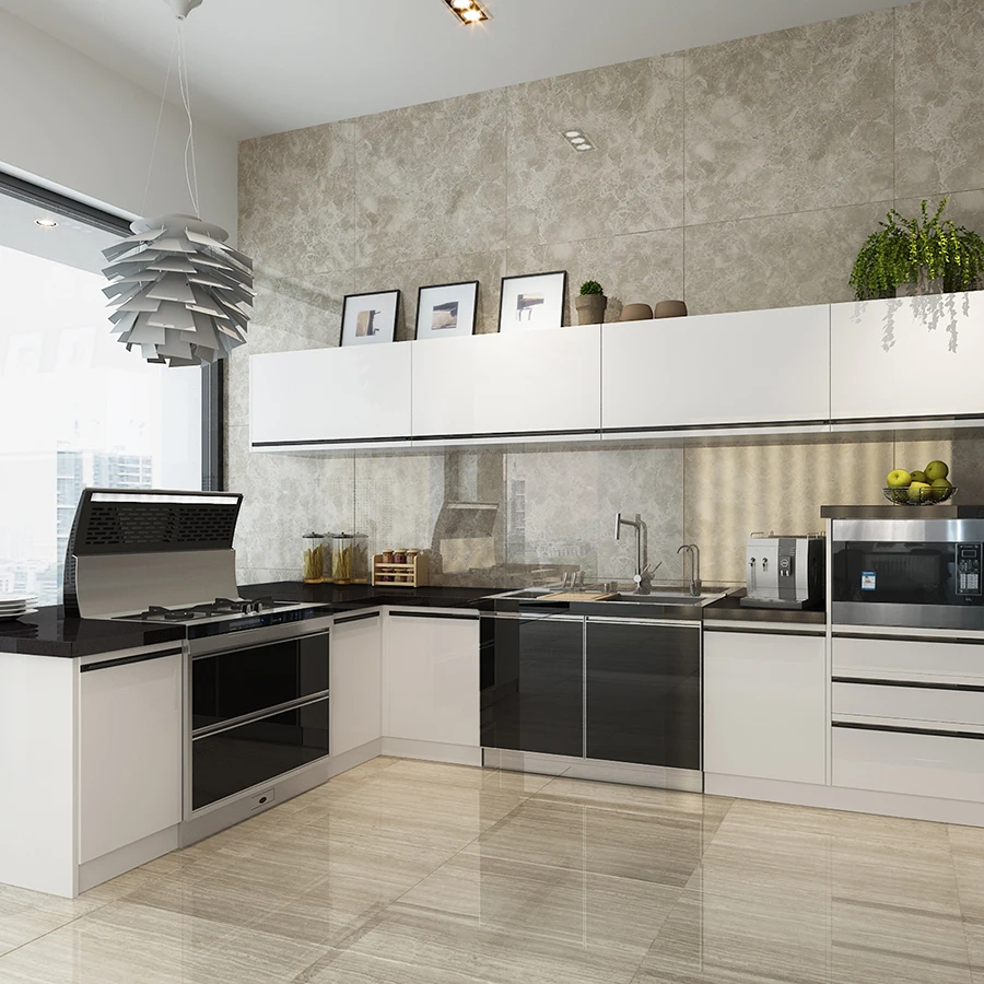 America luxury design 2 pack lacquer modern modular kitchen furniture cabinet